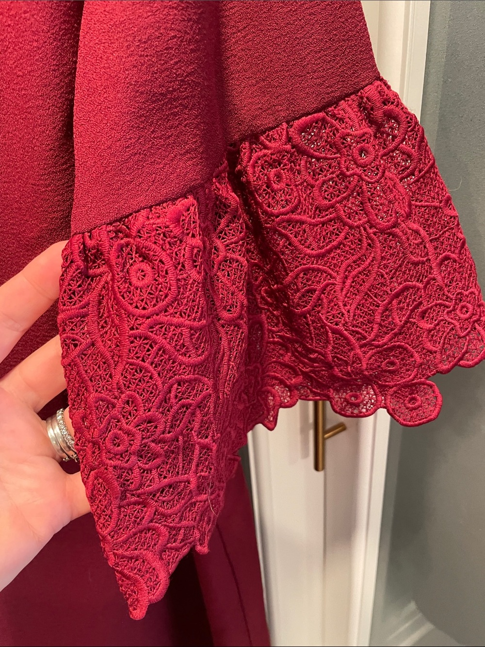 Karl Lagerfeld Burgundy Textured Shift Dress - Picture 3 of 6